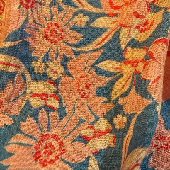 NWT Promesa Size S Blue and Pink Smock Top Floral Slit Front Maxi Dress - Picture 5 of 8